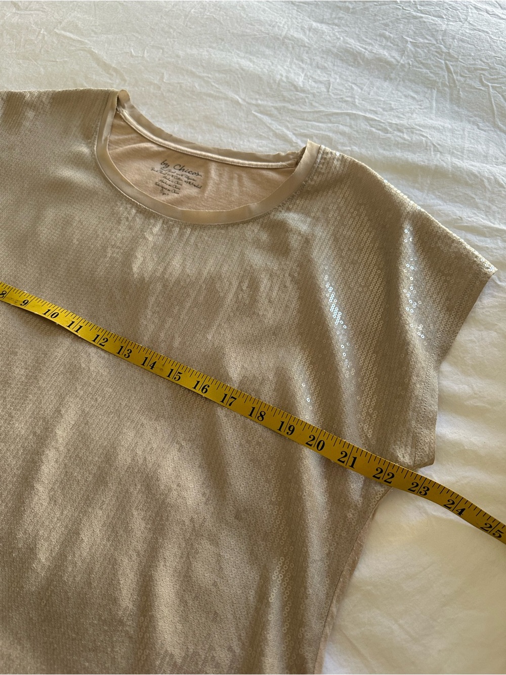 Chico's pale blush beige sequin top, size medium (2) - Picture 7 of 11